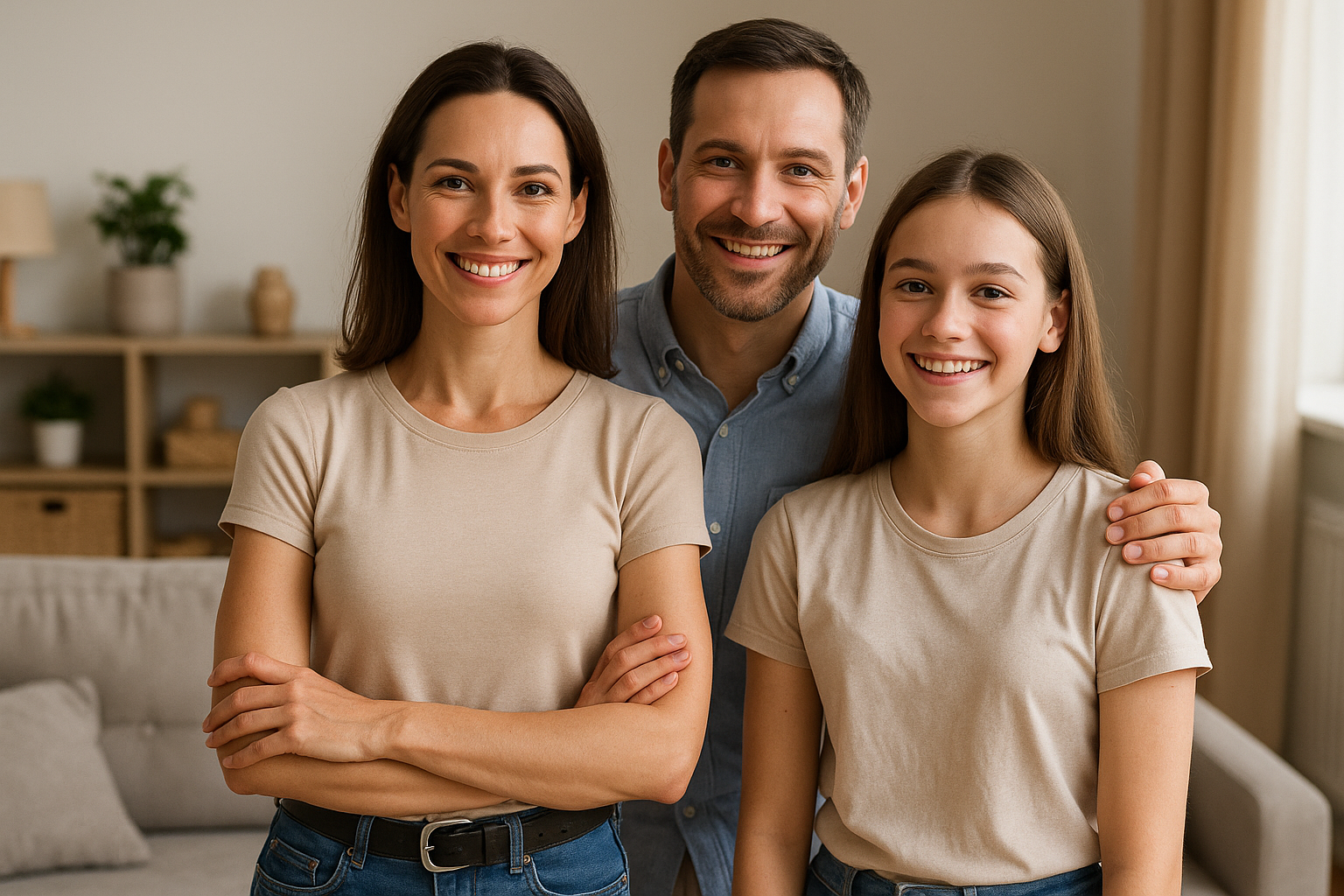 Sarah with her happy family after transformation